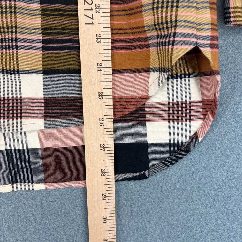 Madewell Women Medium Pink Brown Plaid Flannel Sunday Shirt Button Down Cotton - Picture 7 of 7